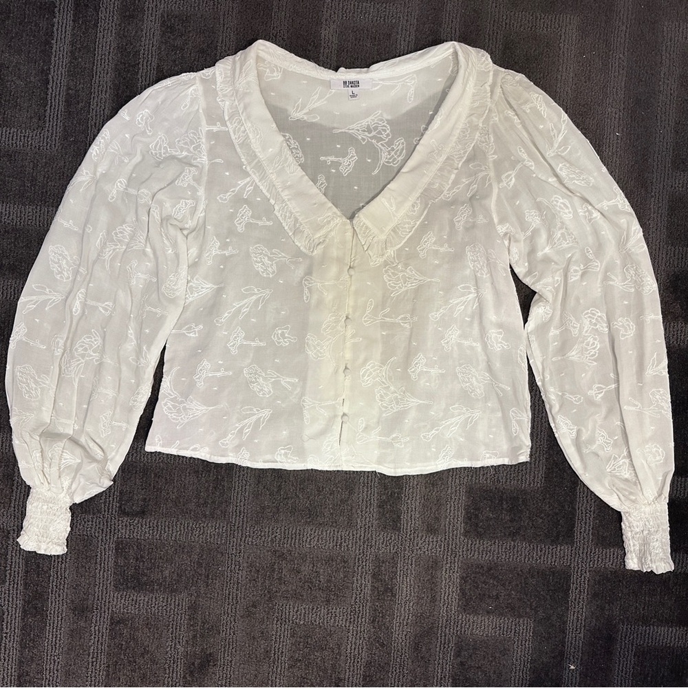 BB DAKOTA Steve Madden White Women's Nobodys Baby Top Size Large - Picture 3 of 10